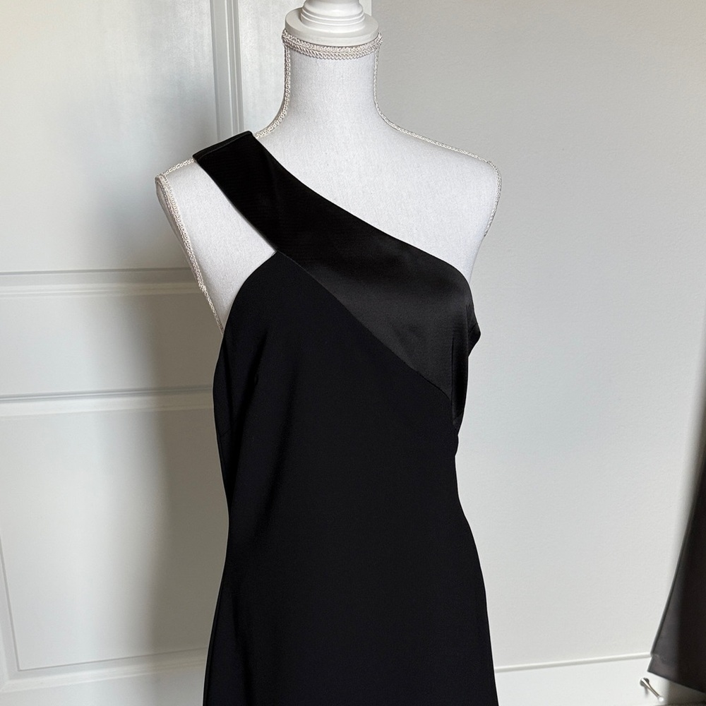 Halston Heritage Black One Shoulder Dress